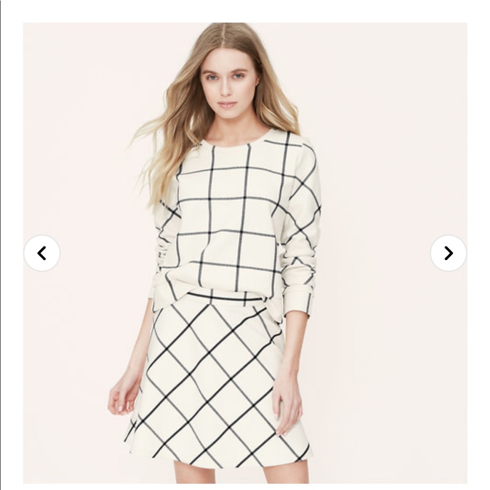 Loft Windowpane Circle Skirt